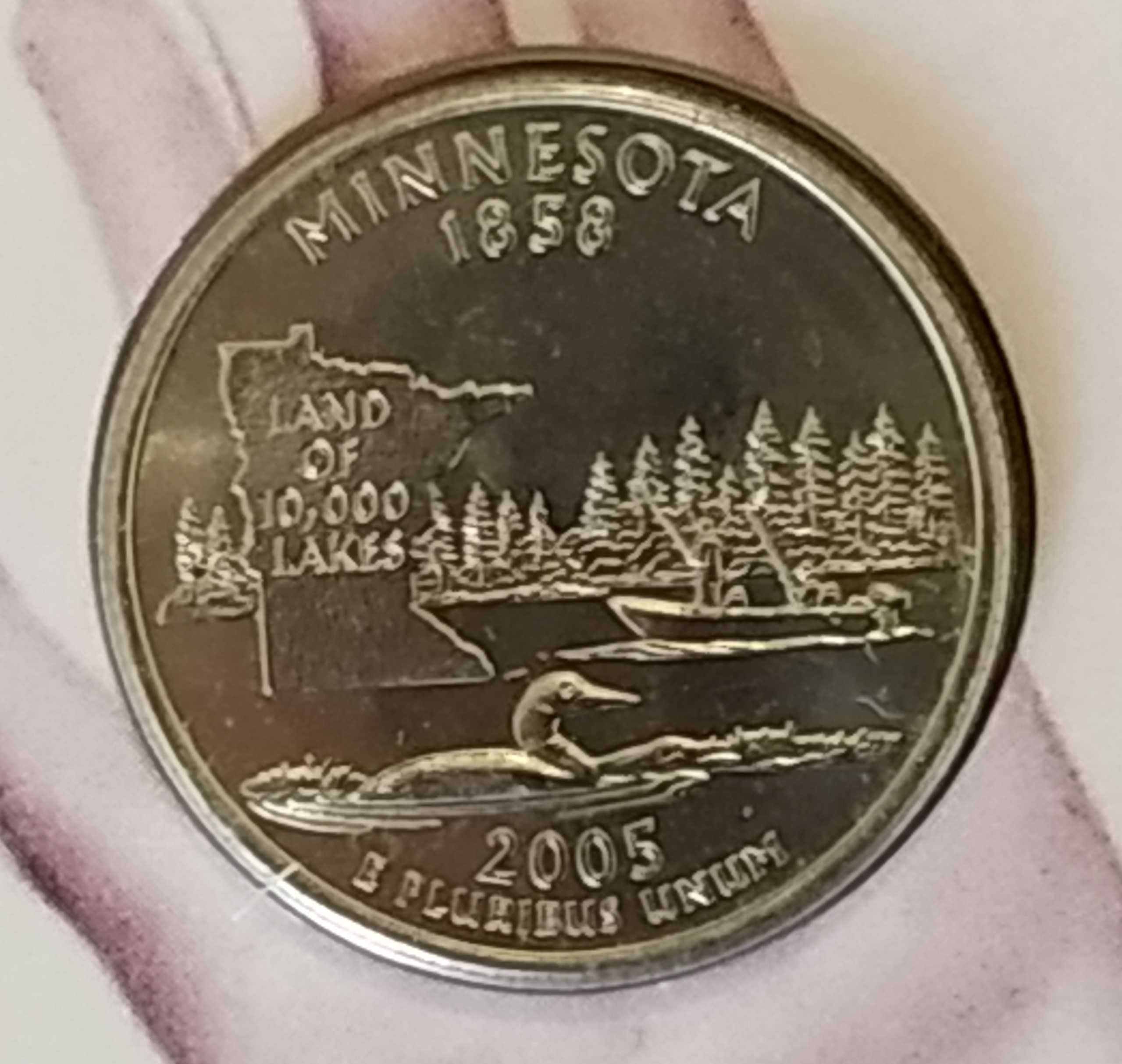 EUA - moeda de 1/4 de dólar de 2005 Minnesota - coincard