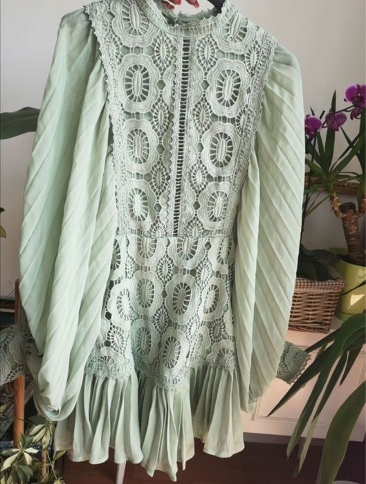 Zielona koronkowa sukienka mini pasek xxl 44 xl 42 asos luxe