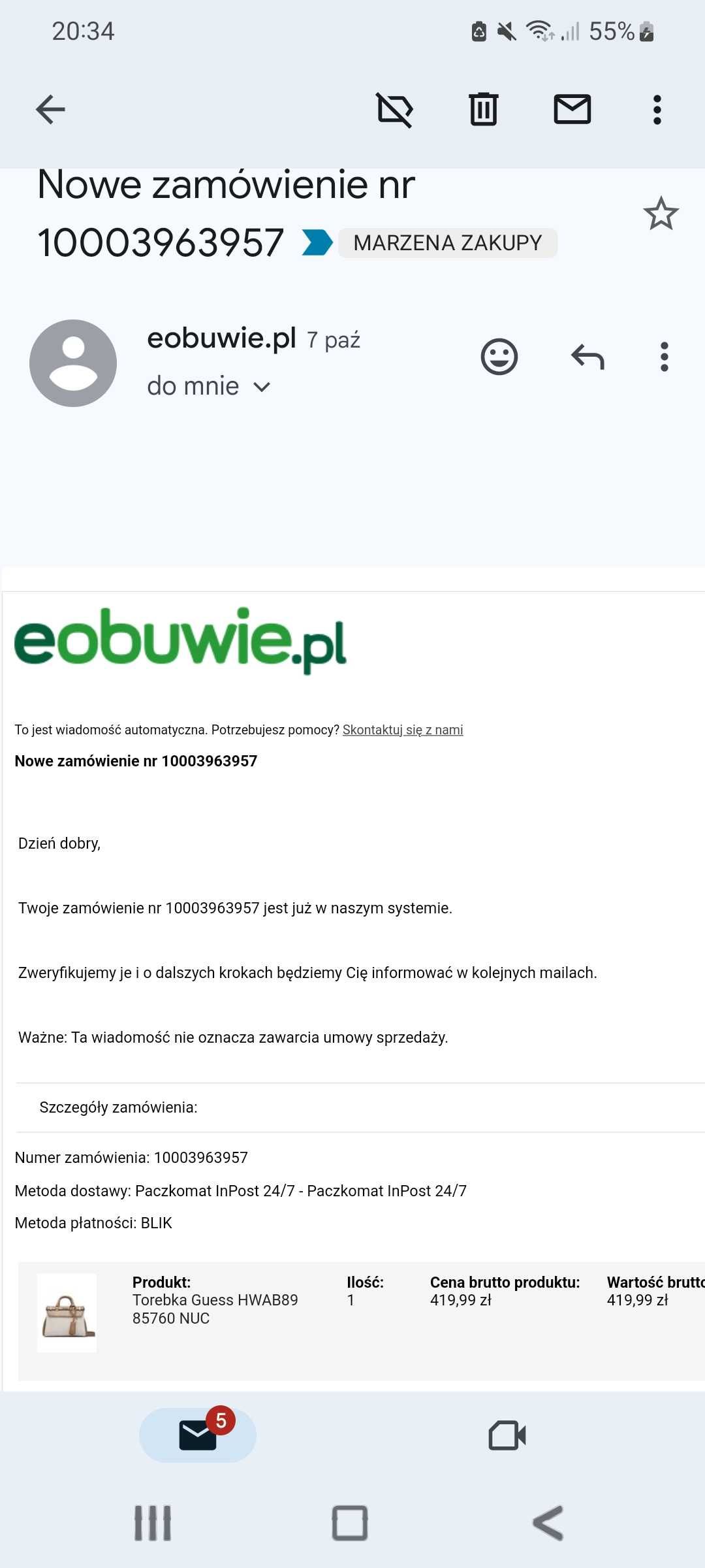 OKAZJA Torebka GUESS NOWA oryginał