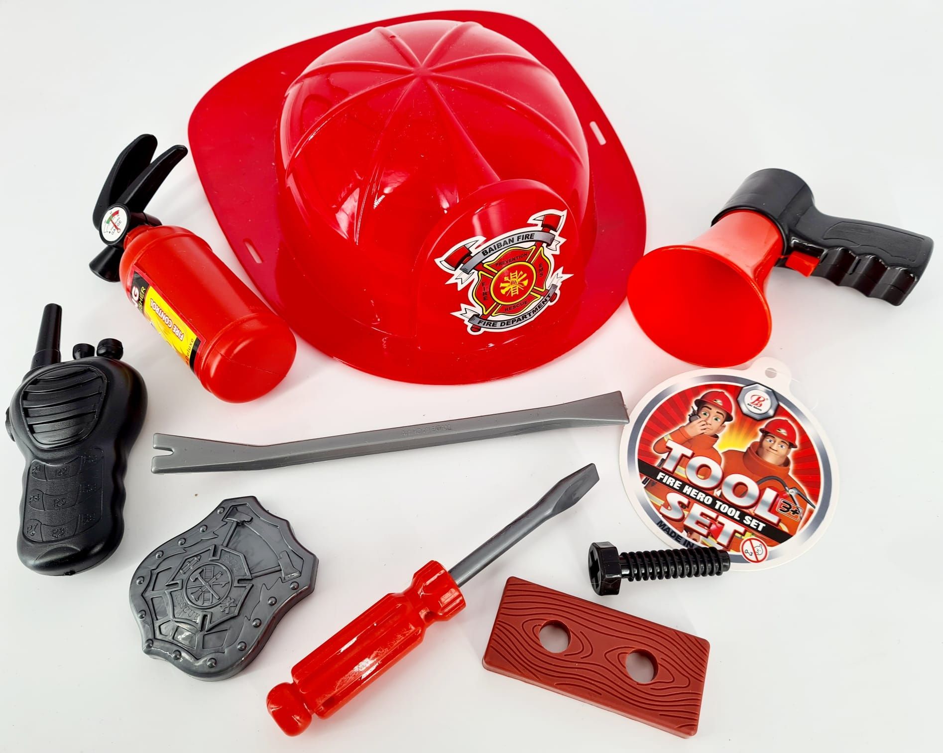 Zestaw małego strażaka kask + akcesoria przebranie - zabawki