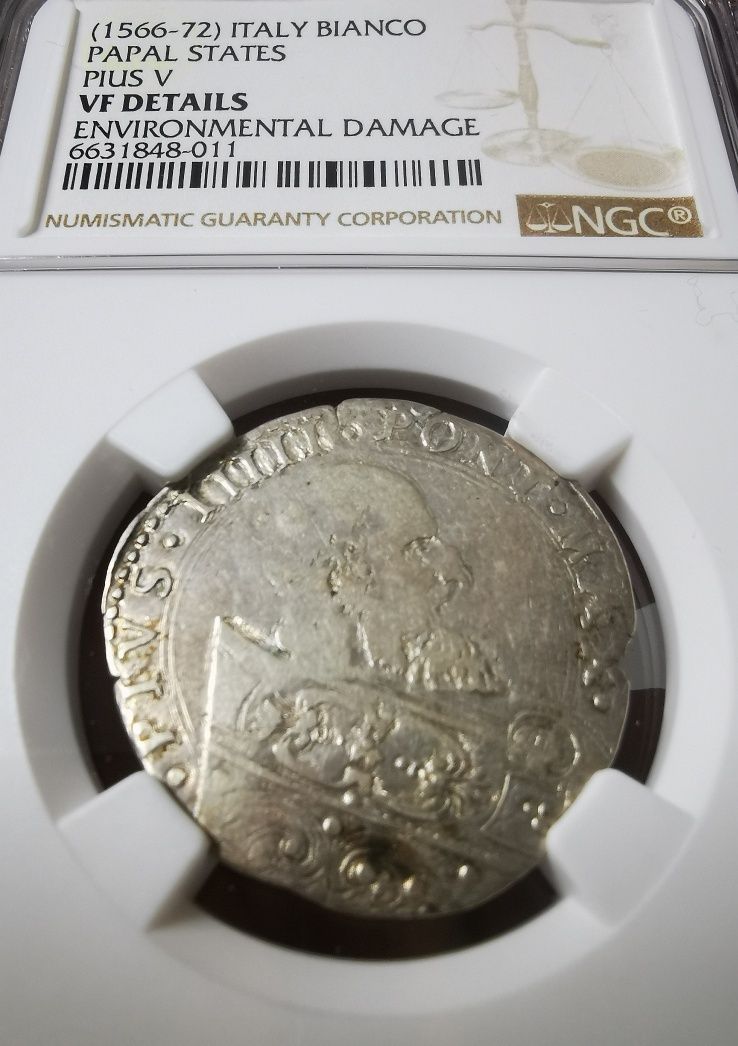 Oryginalna moneta papieska Pius V grading NGC