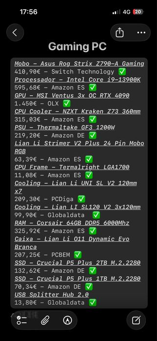 Setup Gaming I9 13900K RTX 4090