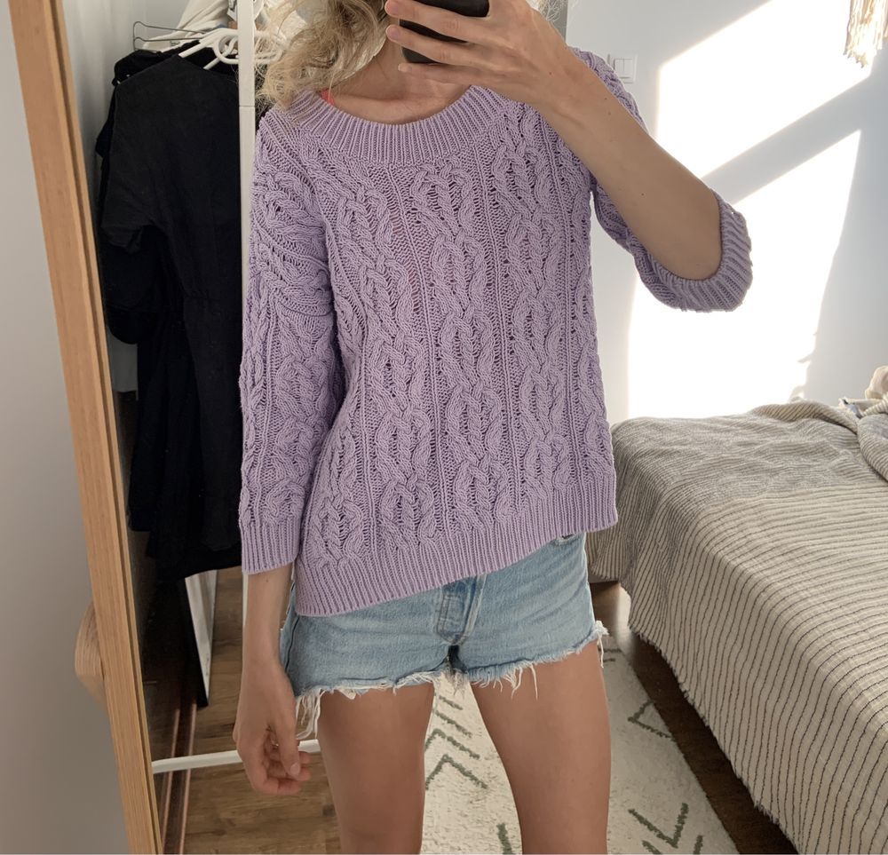 Sweter 100% bawelna H&M fiolet wakocze rozmiar XS