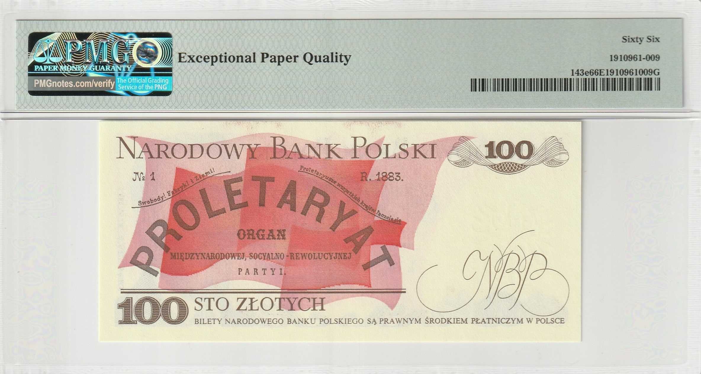 Banknot 100 Złotych Polska 1988 r.  PMG, EPQ 66 Seria TM