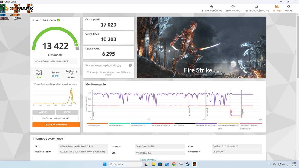 Komputer i7-4790, 16GB RAM, GTX1660S ASUS ROG STRIX