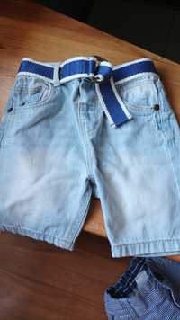 Spodenki krótkie jeansowe pasek 18- 24 m