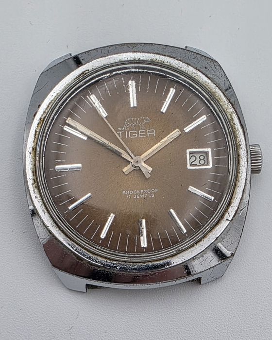 Męski Tiger mechaniczny 17 jewels nakręcany vintage