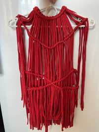 Детский костюм для танцев модерн контемп купальник веревки красный