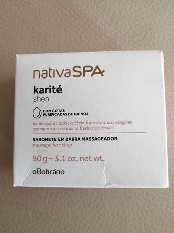 Sabonete Nativa Spa O Boticário karité e Quinoa com barra de massagem