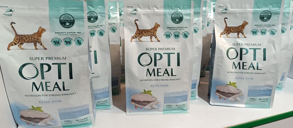 Корм для котов OptiMeal (Оптимил ) с треской 15 шт по 700г = 10.5 кг
