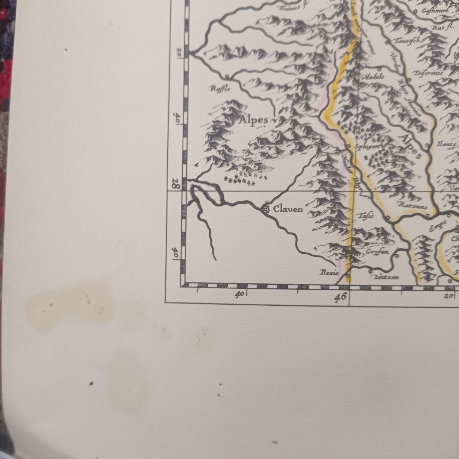 Mapa reprint rzeka Ren 1991 r. wersja w łacinie