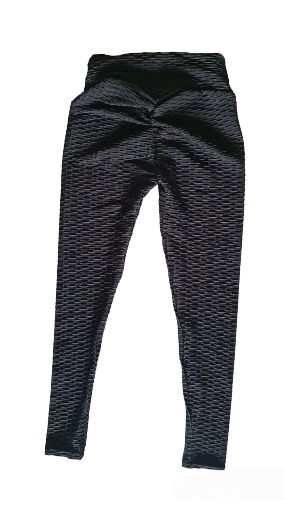 Czarne legginsy modelujące z marszczeniem na pośladkach push up S/M