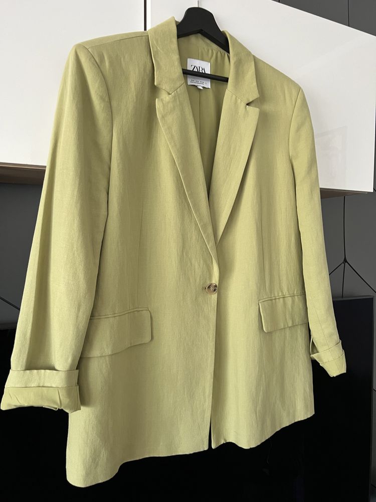 Pistacjowa marynarka Zara  oversize rozm s dobry na m