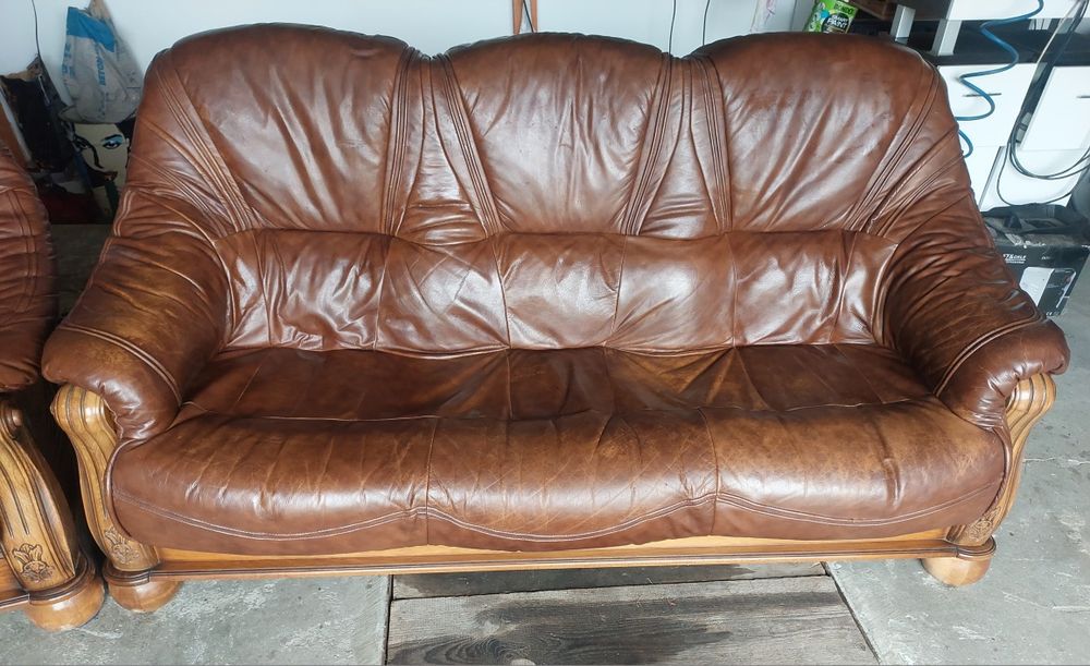 Kanapy skórzane, komplet wypoczynkowy