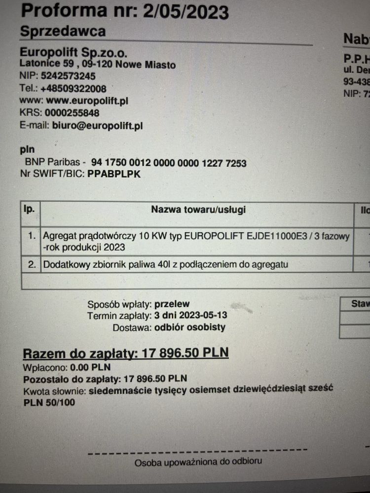 Agregat prądotwórczy 10 Kw jak nowy