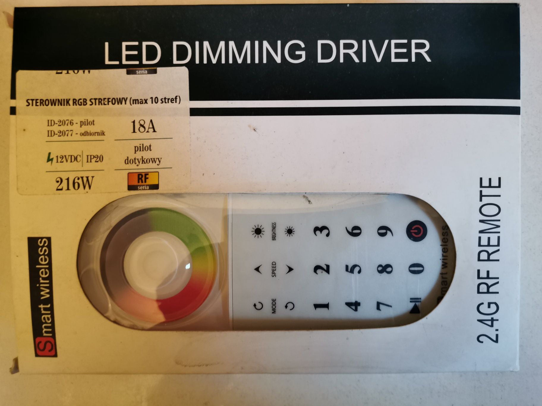 Pilot + kontroler do taśm led RGB 10 strefowy
