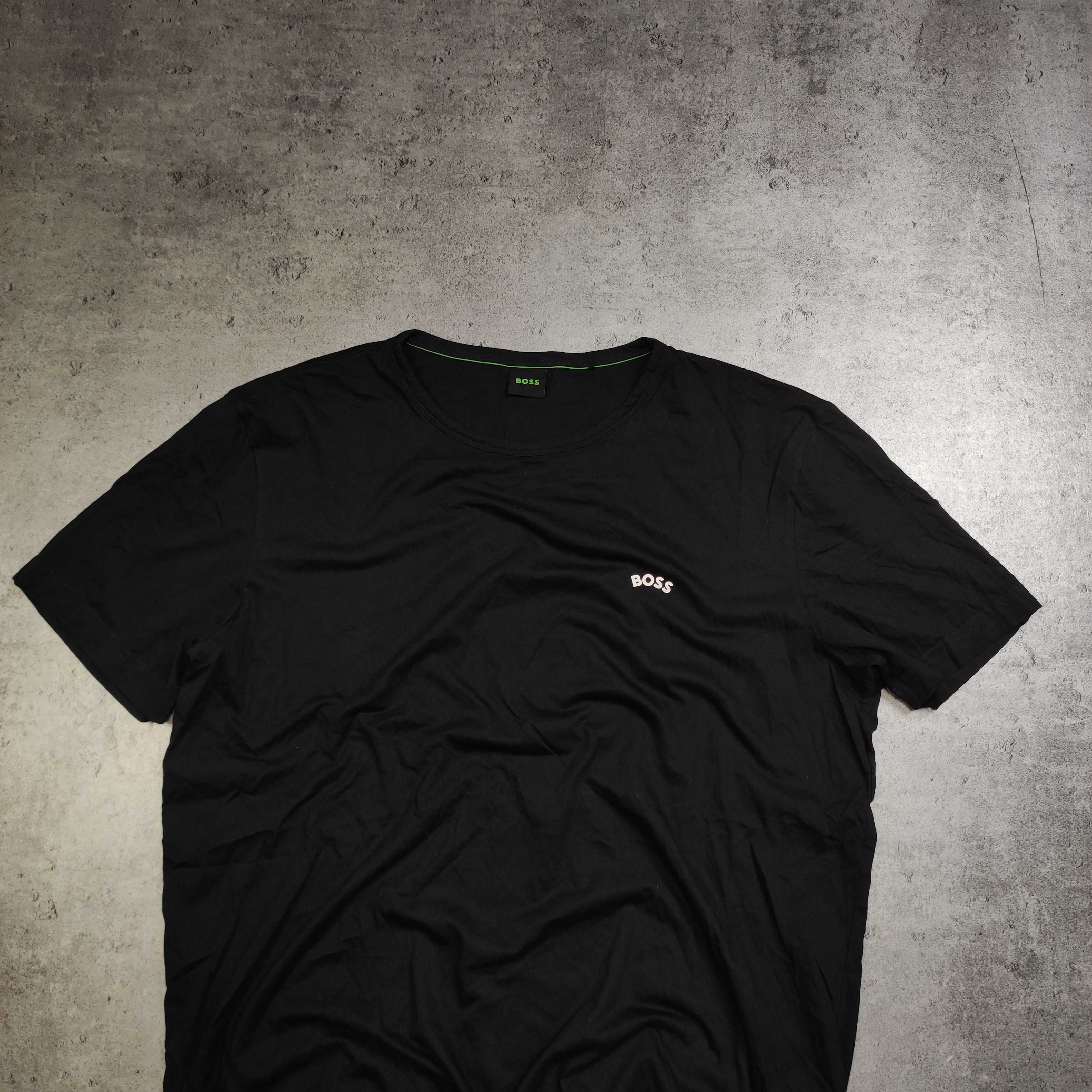 MĘSKA Koszulka PREMIUM Bawełna Klasyczna Casual Hugo Boss czarna Logo