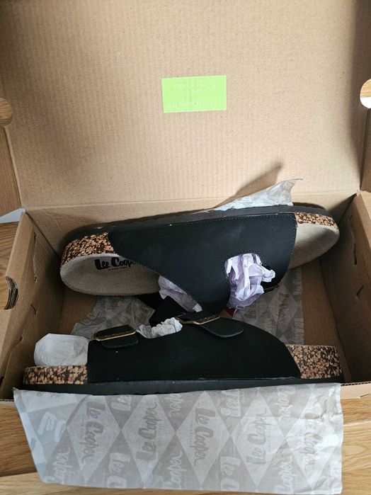 LEE Cooper klapki, czarne na korku, rozmiar 41, Unisex