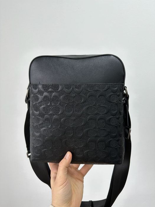 Сумка мужская Coach Houston Relief Print Cow Leather Flight Bag Black