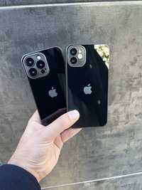 Новый чёрный стеклянный чехол на iPhone 13 Pro Max