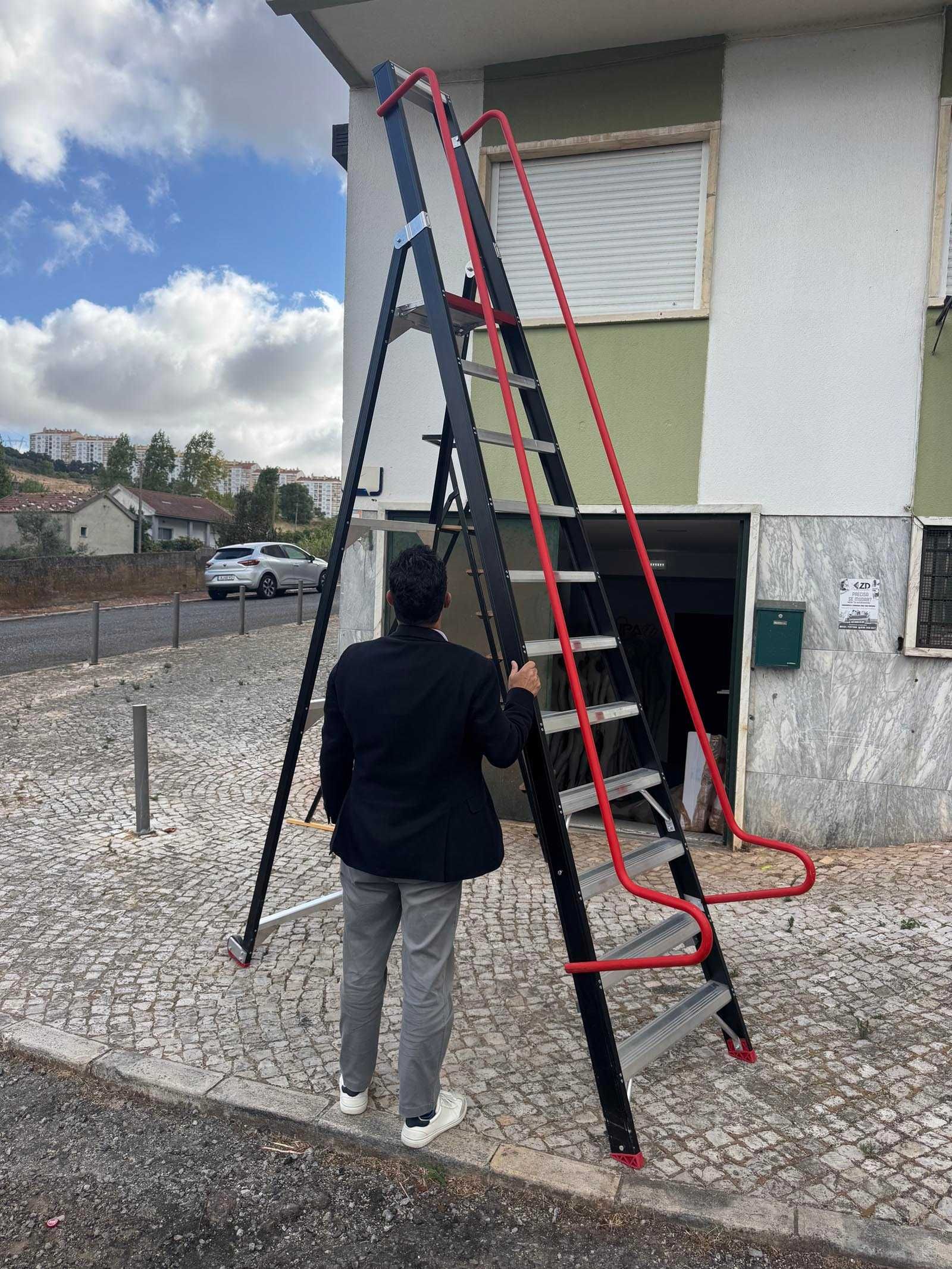 Escada profissional ALTREX , com guardas, 11 degraus