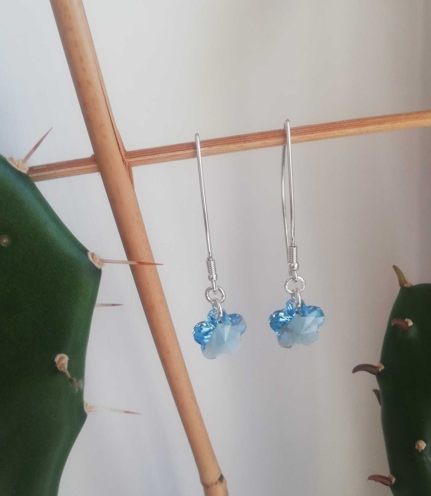 Kolczyki i bransoletka srebro 925 z aquamarine i Swarovski