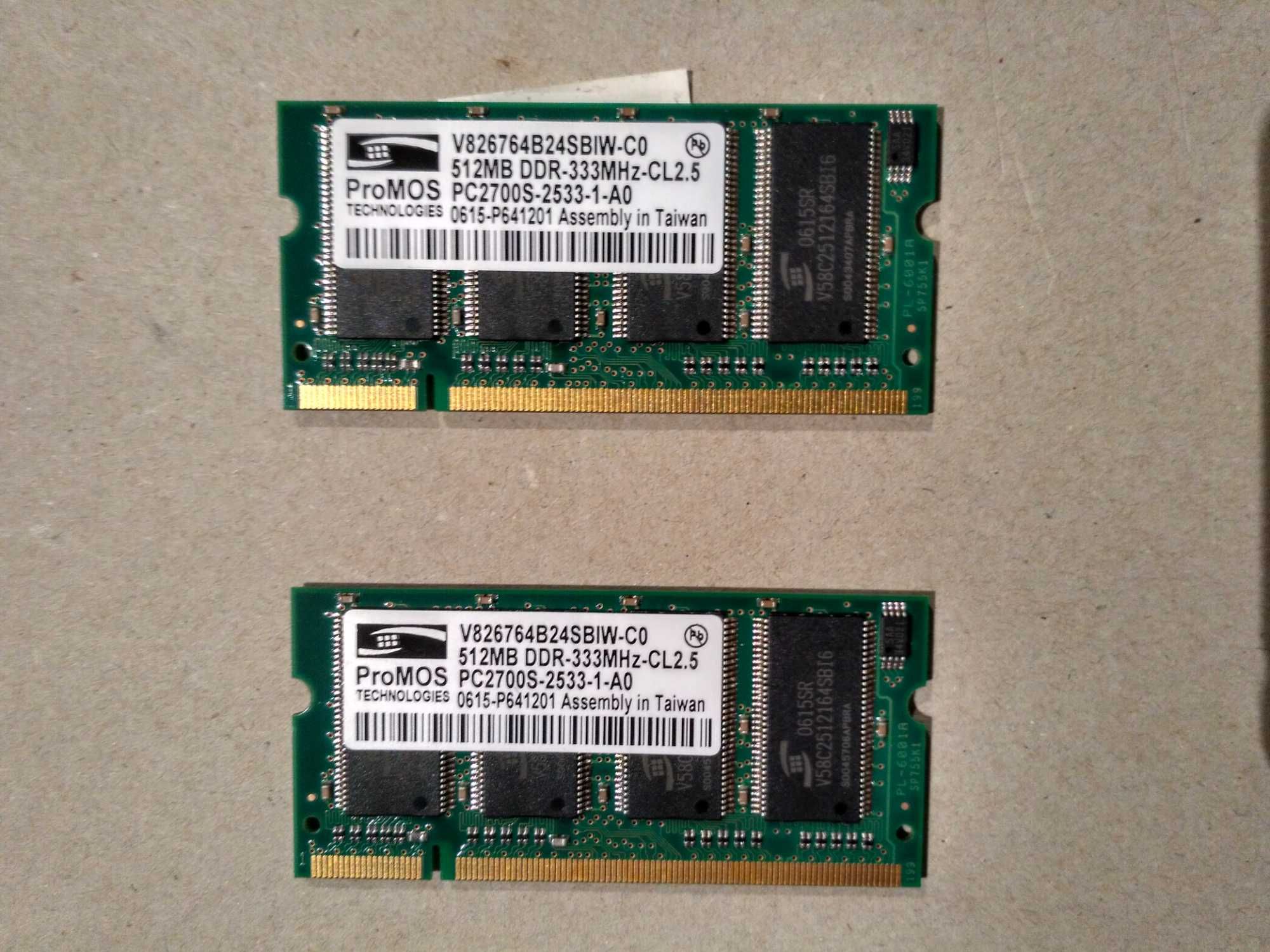 ProMOS SODIMM 1GB (2x512MB) DDR-333 PC2700 - V826764B24SBIW-C0