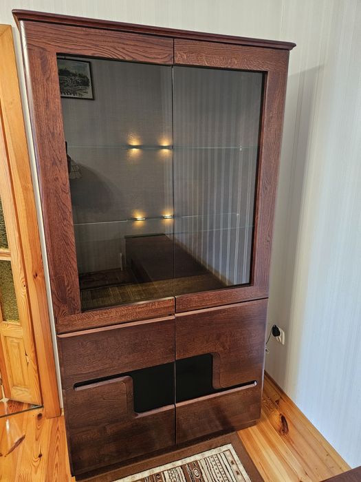 Witryna 194x100 i szafka RTV 180 Mebin Barcelona lite drewno