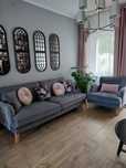 komplet wypoczynkowy, sofa 4 os. i fotel w stylu angielskim - jak Ikea
