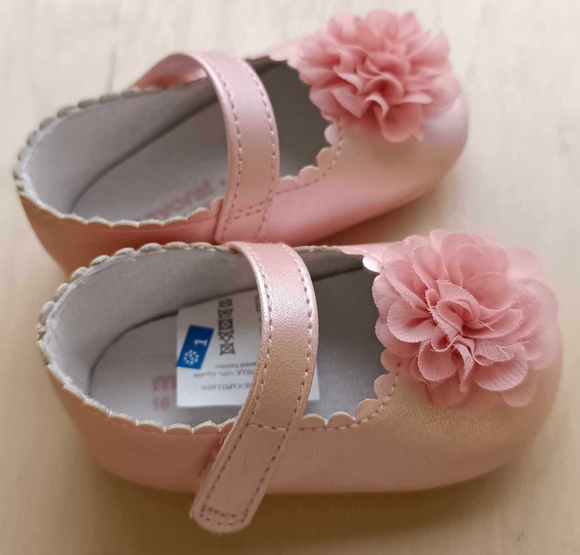 Mayoral 16 skórzane buty buciki do chrztu na chrzest dla dziewczynki