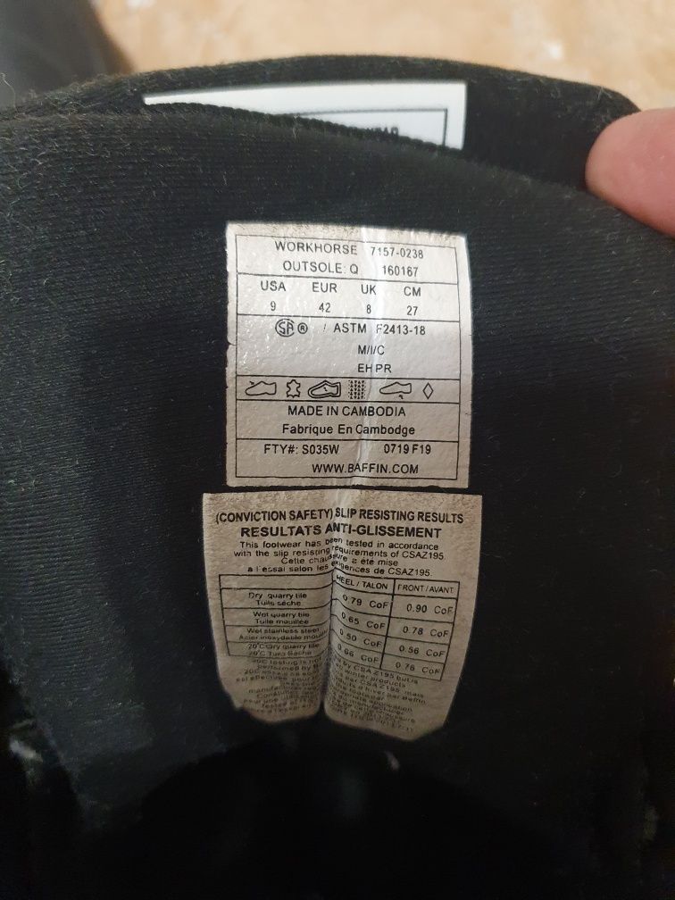 Buty robocze Baffin Workhorse r. 42 zimowe ocieplane do - 75 stopni!
