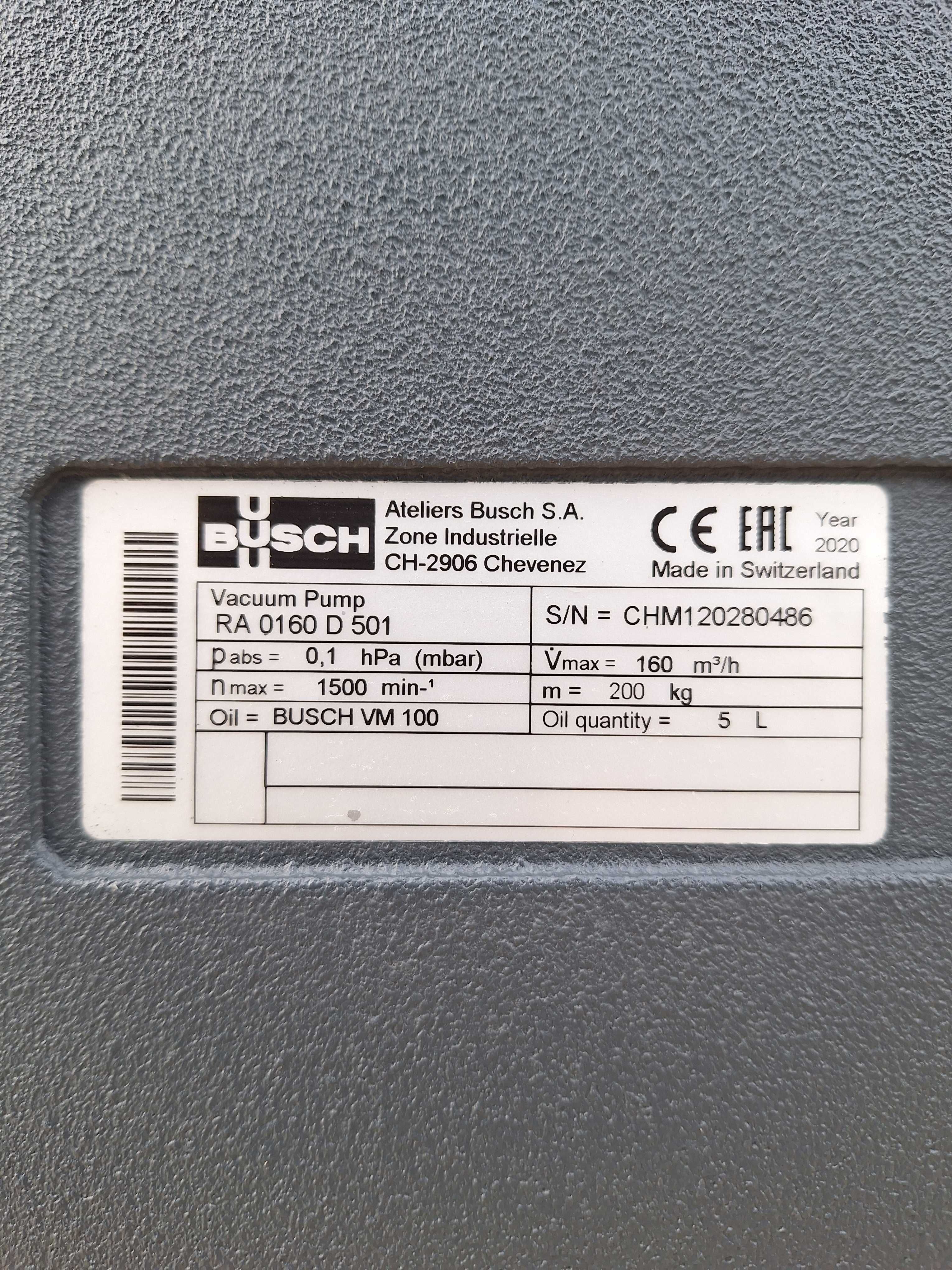 Pompa Próżniowa Olejowa Busch R5 RA Łopatkowa CNC Drukarni NOWA