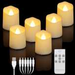 ZIYOUDOLI Ładowane Świeczki LED Tealight z Pilotem i Timerem