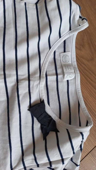 Koszulka biała paski dla dziewczynki kokarda cool club r.152 bluzka