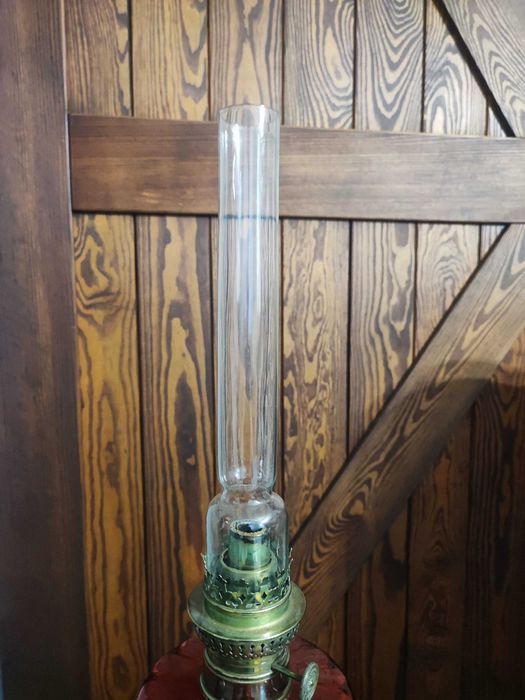 Kolumnowa lampa naftowa marmur mosiądz