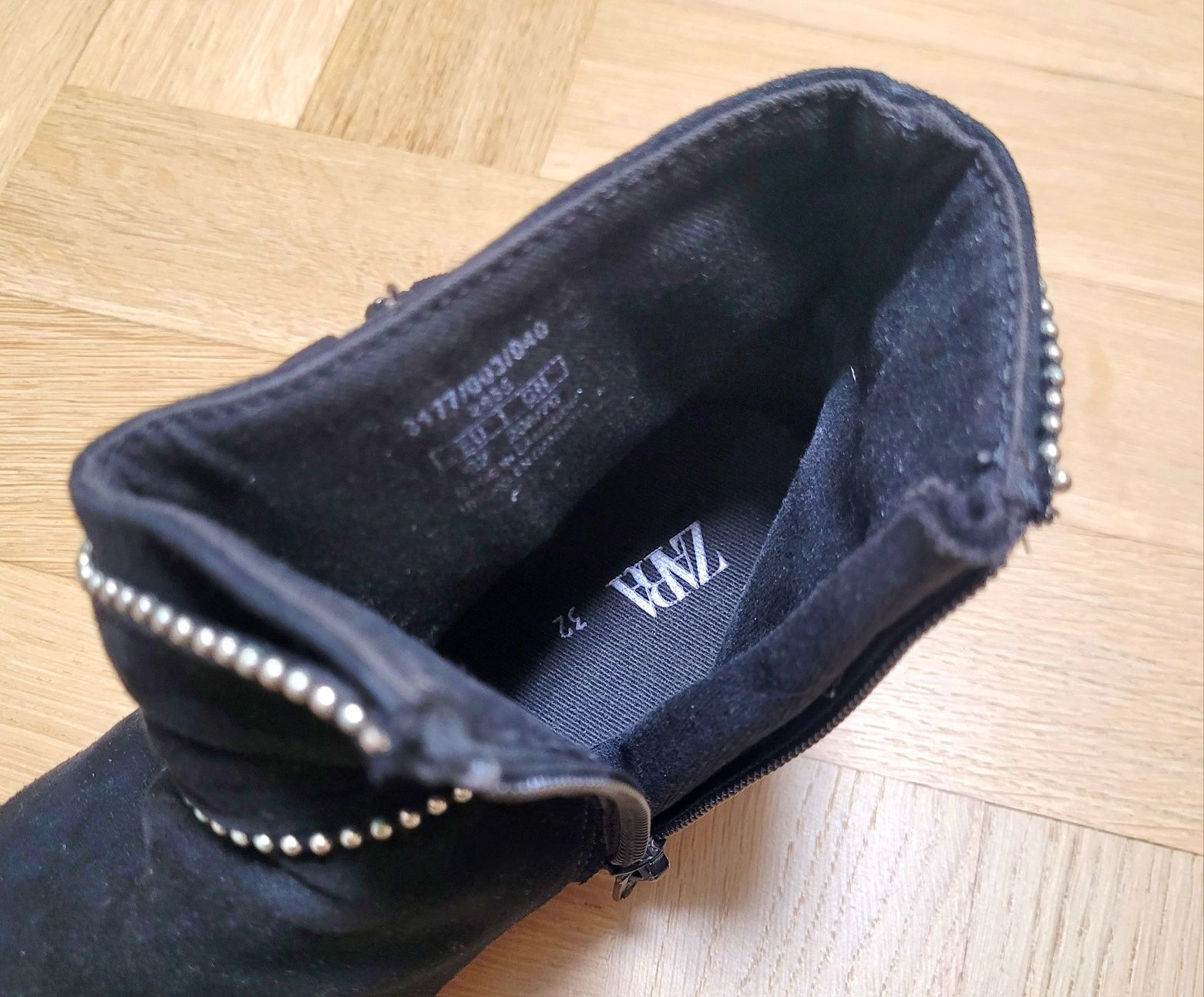Zara 32 botki sztyblety dla dziewczynki czarne zamsz buty buciki