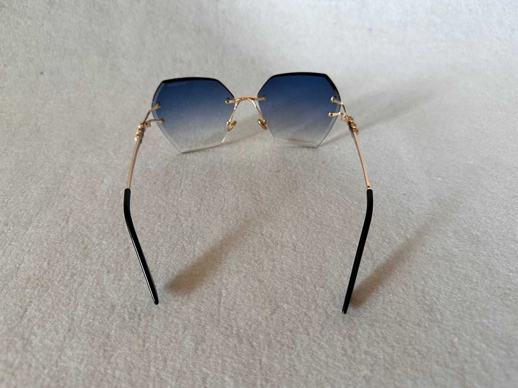 Okulary przeciwsłoneczne, niebieskie, sześciokątne, Layoners xenablue