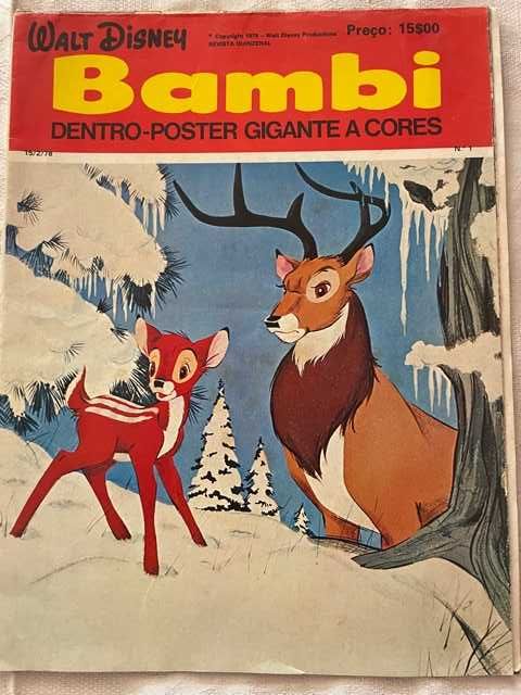 WALT DISNEY Bambi Poster Livro RARO 1978