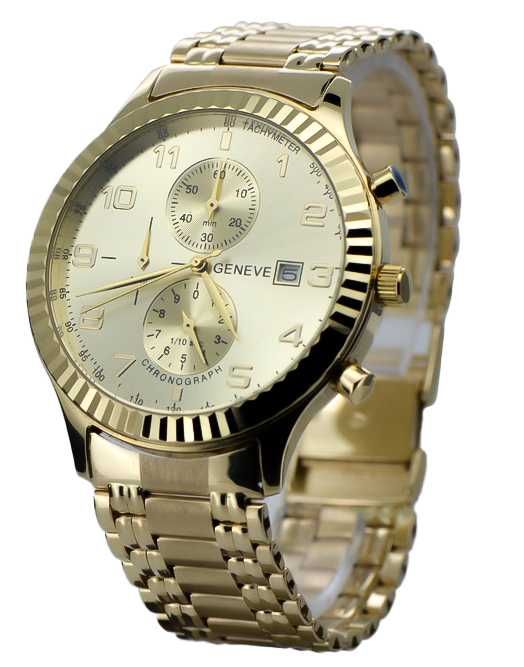 Złoty zegarek z bransoletą męski 14k 585 Geneve mw007y&mbw012yo Poznań