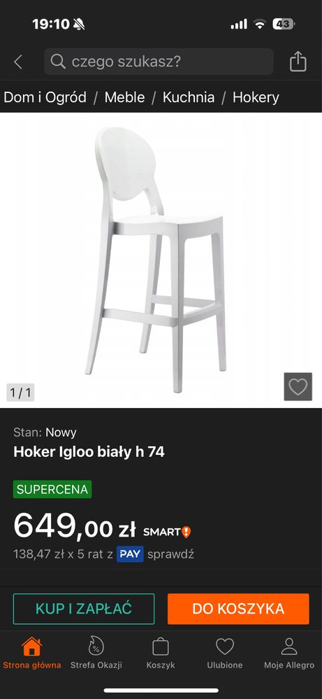 Sprzedam cena za 2 krzesła Hokery