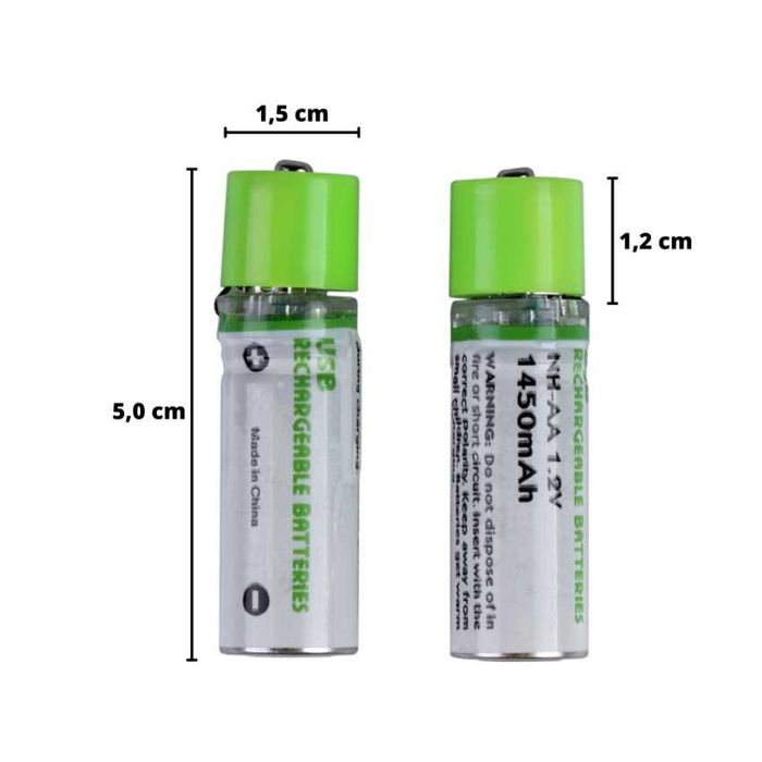 Pilhas Recarregáveis AA - 450mAh e 1,2 V
