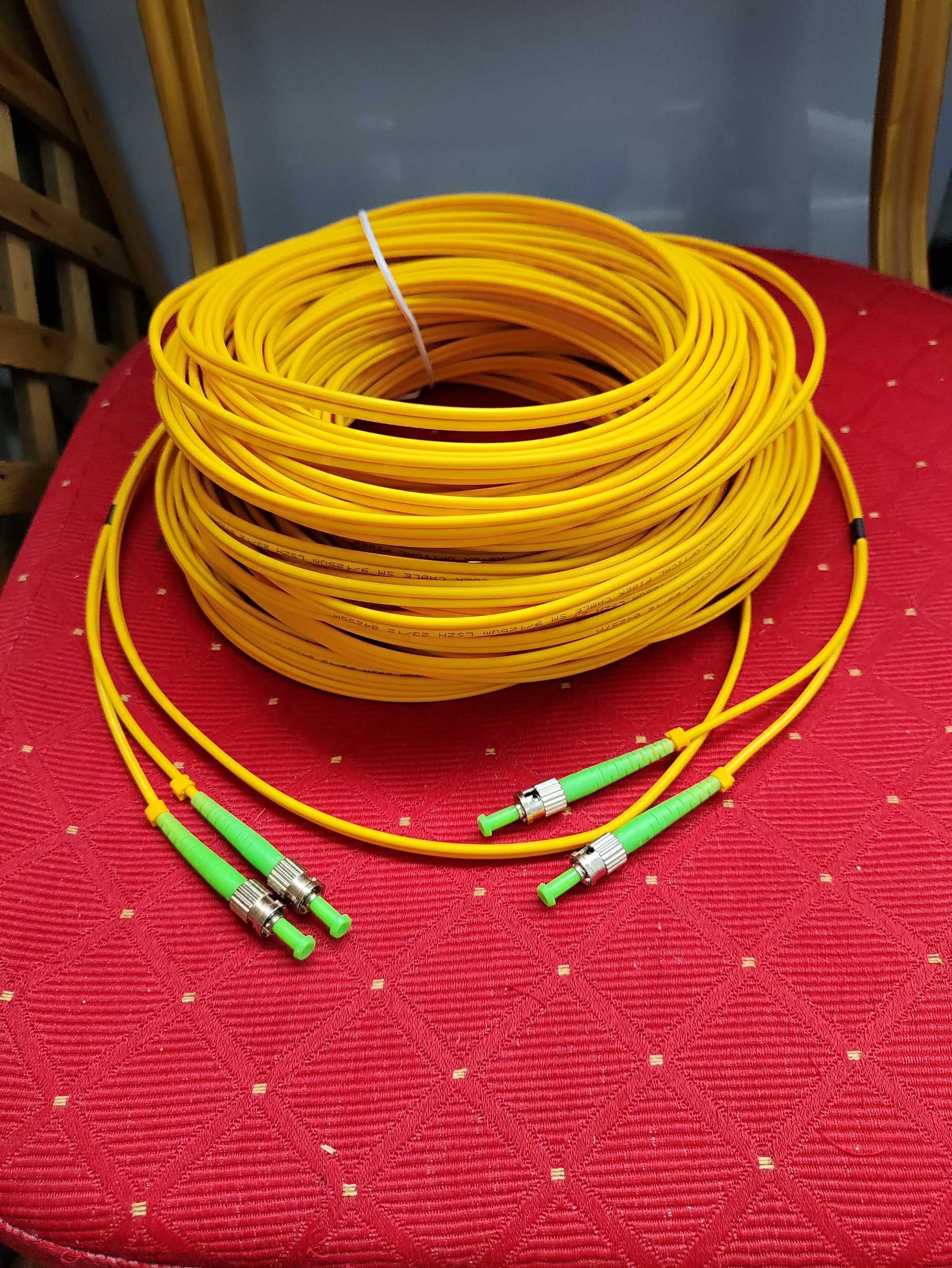 Kabel Światłowodowy Światłowód Przewód Patchcord podwójny 50m Optyczny