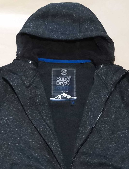 Мужское зип-худи "Superdry". Оригинал. Новое. Серого цвета. Размер L.