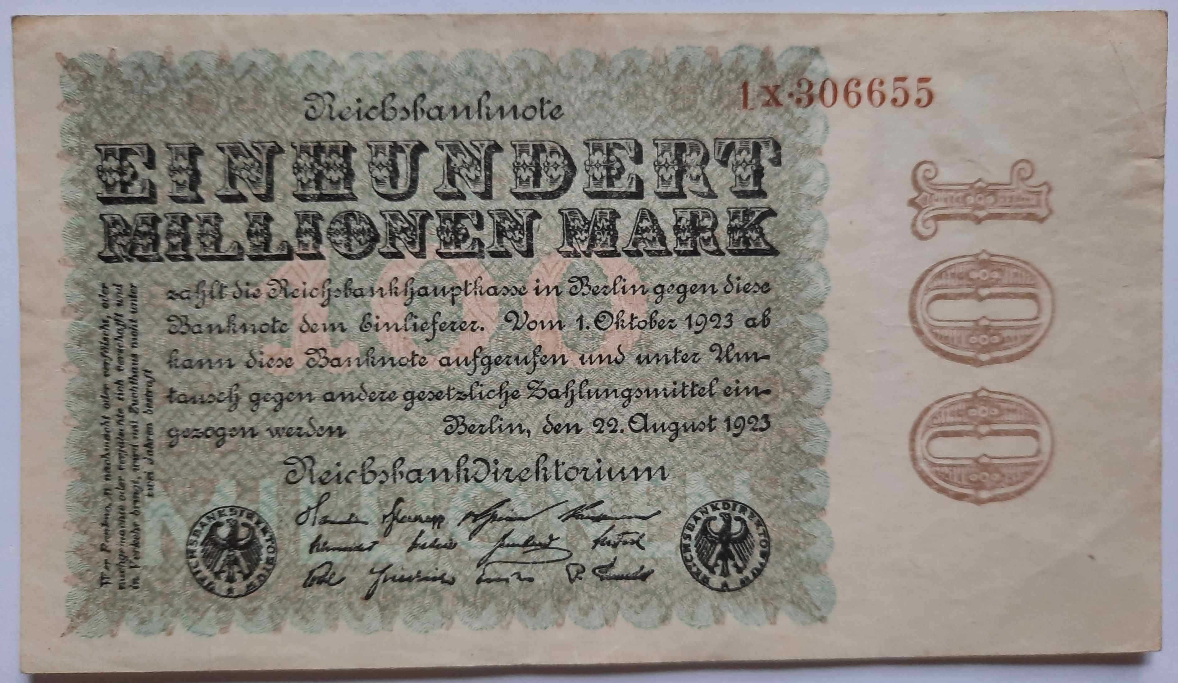 Niemcy 100 Milionów Marek 1923