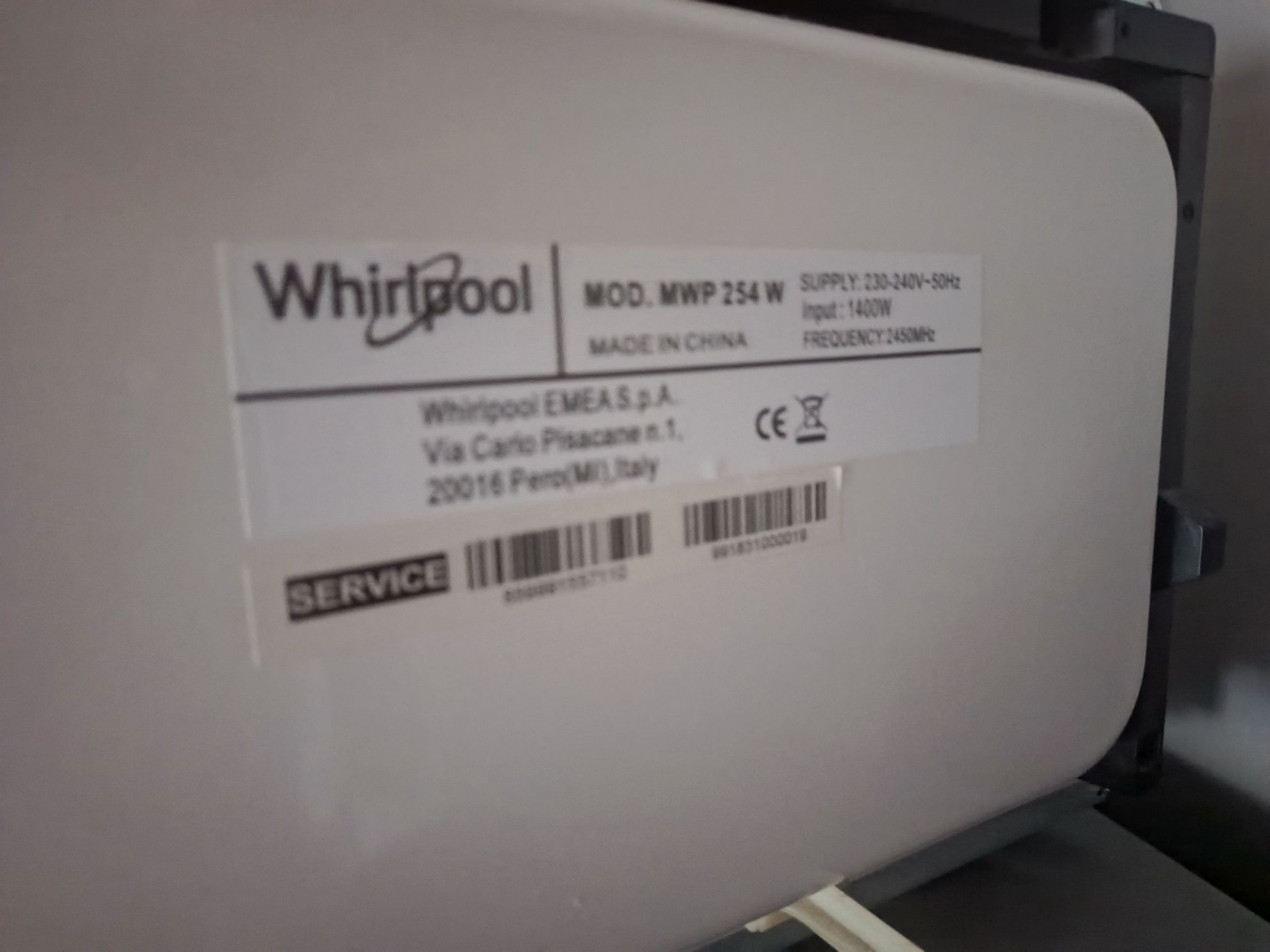 Kuchenka mikrofalowa whirlpool MWP 254w