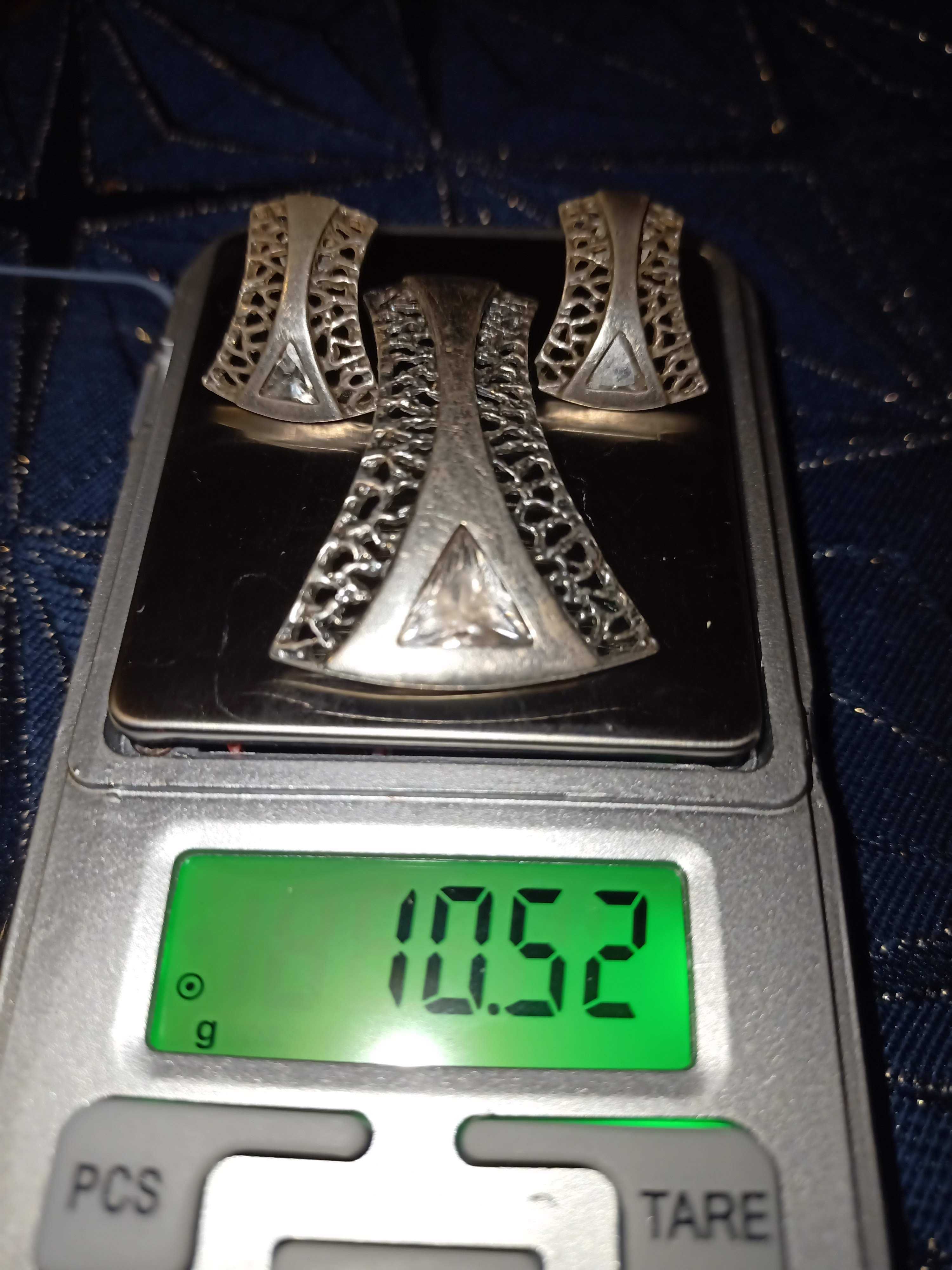 Kolczyki i wisiorek srebrny z cyrkoniami . 925 srebro