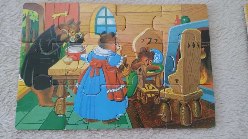 puzzle układanka historyjka złotowłosa i trzy misie drewniana