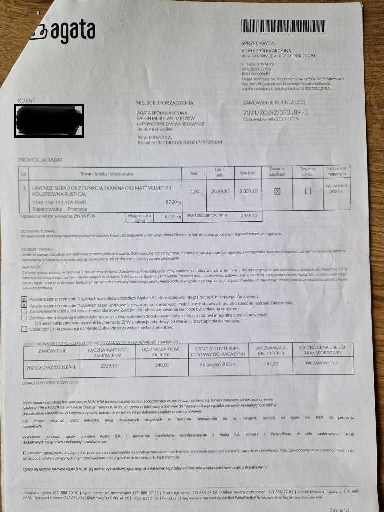 Sofa/Kanapa Agata Meble