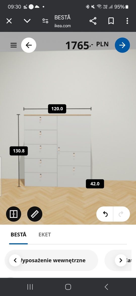 Komoda Besta Ikea biała - szuflady i szafka, 120x130x42 cm