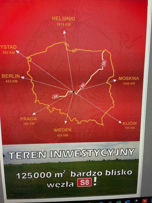 grunt inwestycyjny 5 km od trasy S8 -CENTRUM POLSKI